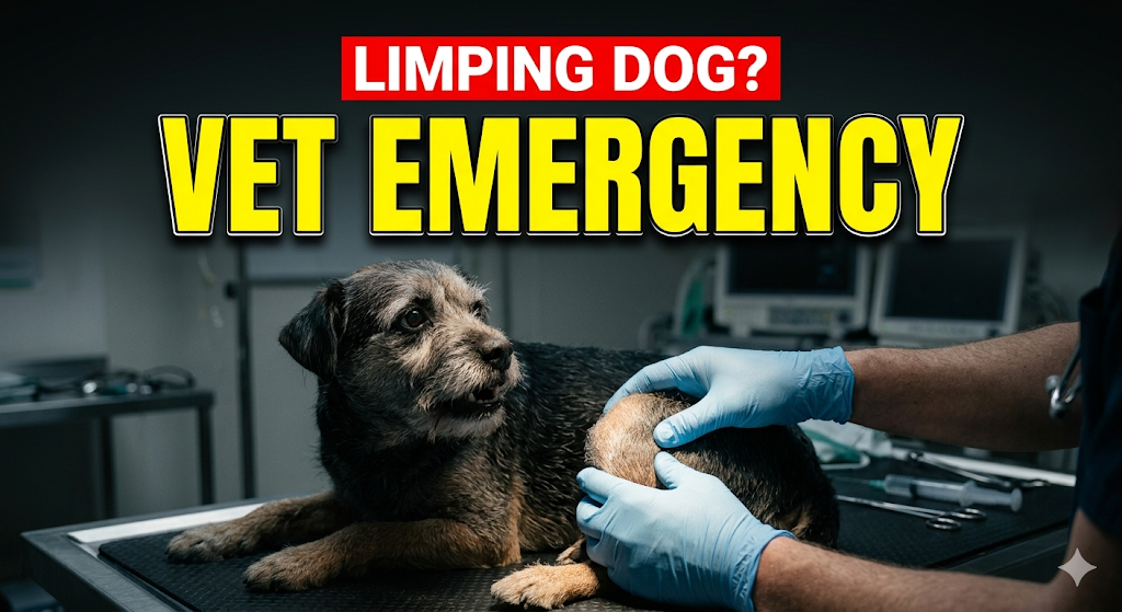 Triggers the owner's protective instincts by showing a vulnerable, hurting dog receiving immediate, professional orthopedic care.