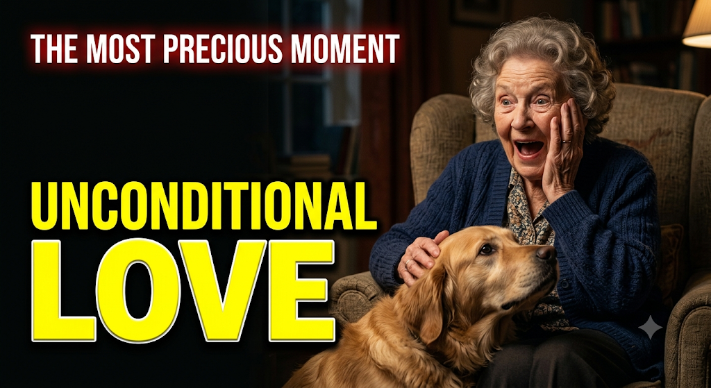A gentle Golden Retriever providing emotional support as a therapy dog for an aging parent.